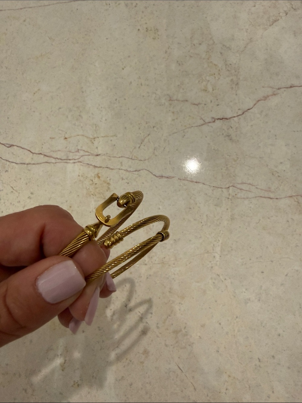 Gold Rope Twist Cable Cuff Bracelet Stainless Steel